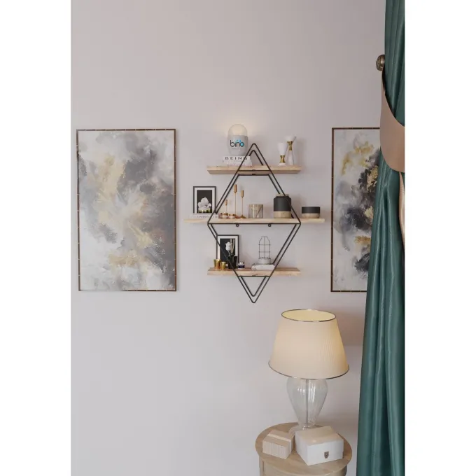 Prizma Stor (70 x 16 x 60 cm) Guld Svart Vägghylla