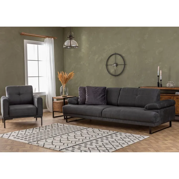 Quito (239 x 99 x 83 cm) 3-sits bäddsoffa Antracit