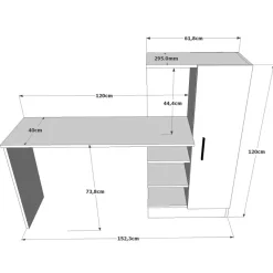 Quito (152,3 x 120 x 40 cm) Skrivbord Atlantisk furu svart