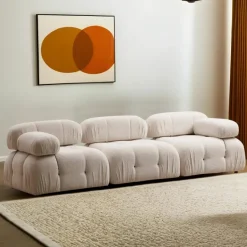 Quito 3-sits (288 x 95 x 75 cm) Bouclette 3-sitssoffa Creme