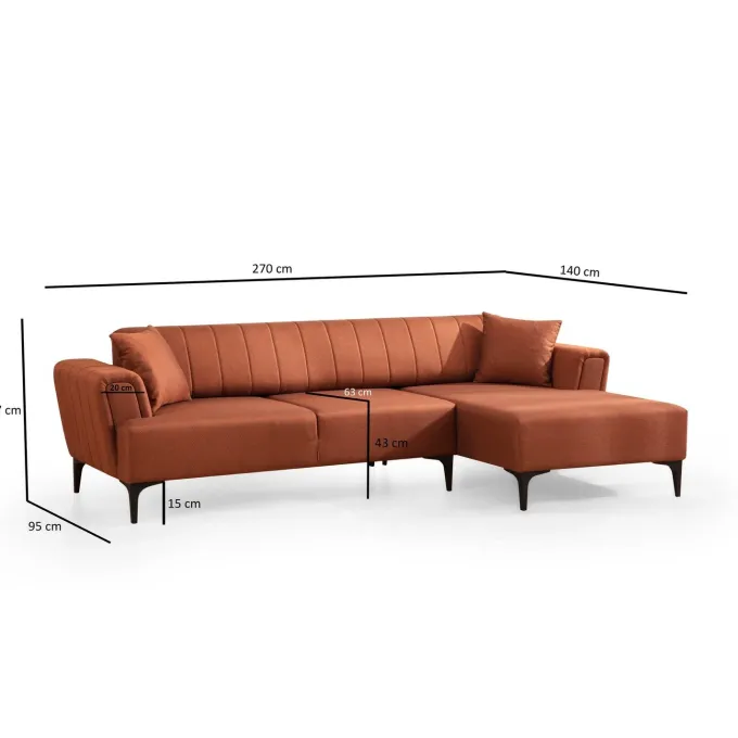 Reykjavik (270 x 95 x 77 cm) Hörnsoffa-bäddsoffa Höger