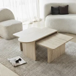 Reykjavik (82 x 40 x 33 cm) Soffbordsset Brons travertin