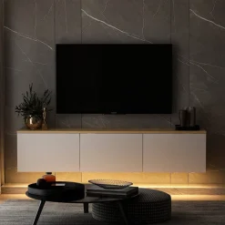 Reykjavik (160 x 35 x 32 cm) vit ek TV-bänk