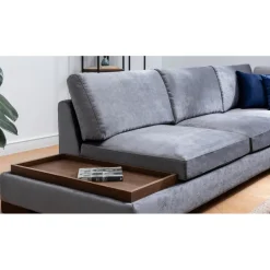 Reykjavik hörn med puff (313-193 x 97 x 80 cm) Hörnsoffa Mörkgrå
