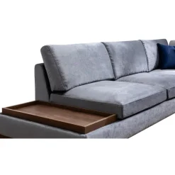 Reykjavik hörn med puff (313-193 x 97 x 80 cm) Hörnsoffa Mörkgrå