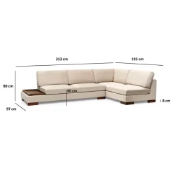 Reykjavik hörn med puff (313-193 x 97 x 80 cm) Hörnsoffa Beige