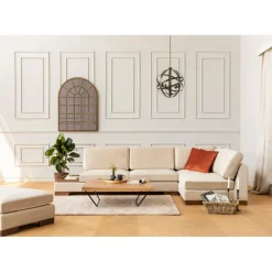 Reykjavik hörn med puff (313-193 x 97 x 80 cm) Hörnsoffa Beige