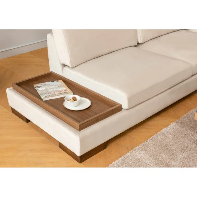 Reykjavik hörn med puff (313-193 x 97 x 80 cm) Hörnsoffa Beige