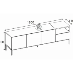 Salvador 180 (180 x 55 x 41,8 cm) TV-bänk Naturlig ekträ svart sandsten