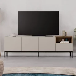 Salvador 180 (180 x 55 x 41,8 cm) TV-bänk Sandsten naturlig ek svart