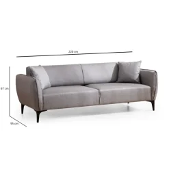Santiago (220 x 67 x 95 cm) 3-sitssoffa Grå