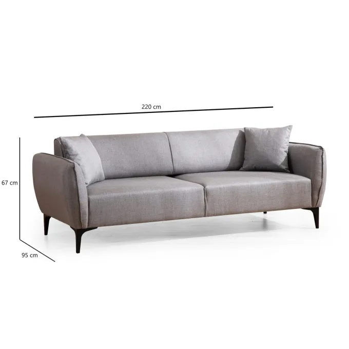 Santiago (220 x 67 x 95 cm) 3-sitssoffa Grå