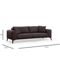 Sapporo 3 (235 x 90 x 80 cm) 3-sitssoffa Grå