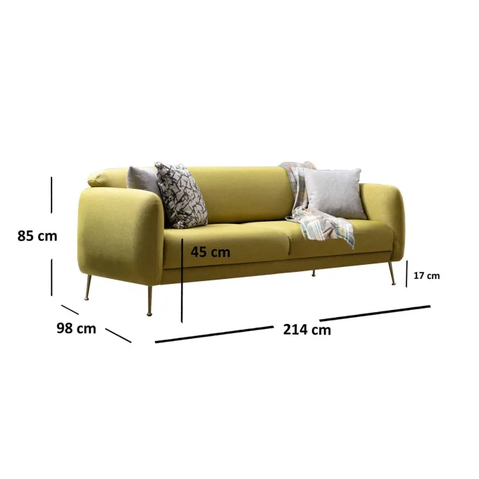 Sevilla 3-sits (214 x 98 x 85 cm) 3-sits bäddsoffa Gul