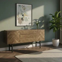 Sideboard Nr.230 Fiskbensdörrar 180x85 cm Rökoljad Ek