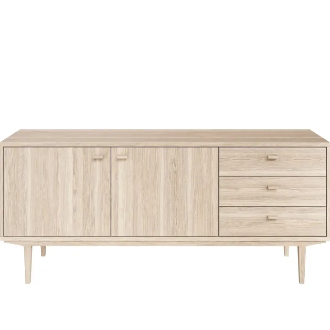 Sideboard Nr.420 2st Trädörrar 3st Lådor 186x80 cm Vitoljad Ek