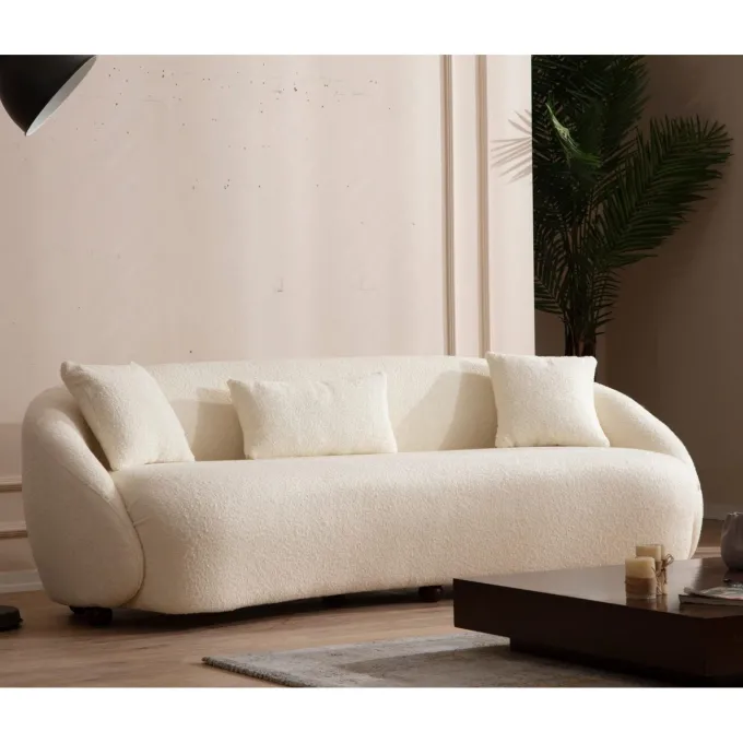 Siena Cream Bouclette (230 x 75 x 94 cm) Cream 3-sitssoffa