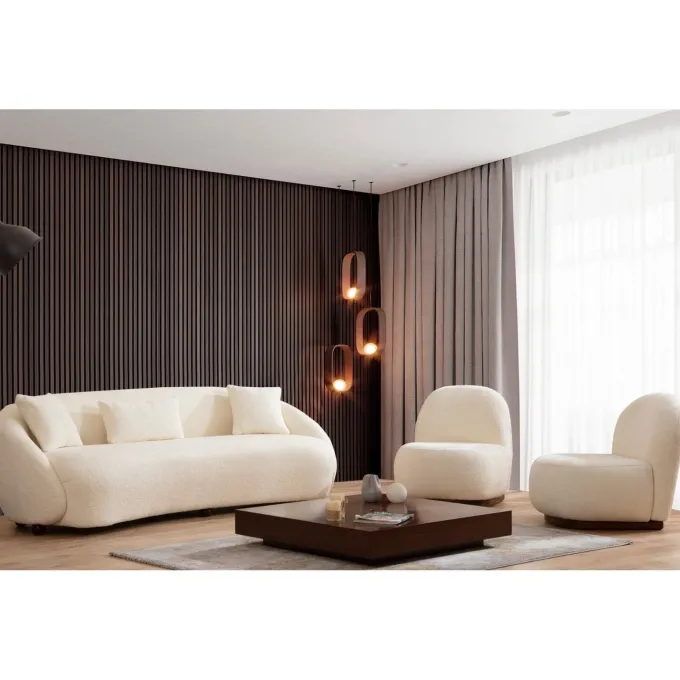 Siena Cream Bouclette (230 x 75 x 94 cm) Cream 3-sitssoffa