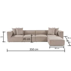 Sora (350 x 65 x 190 cm) Hörnsoffa Sandbeige