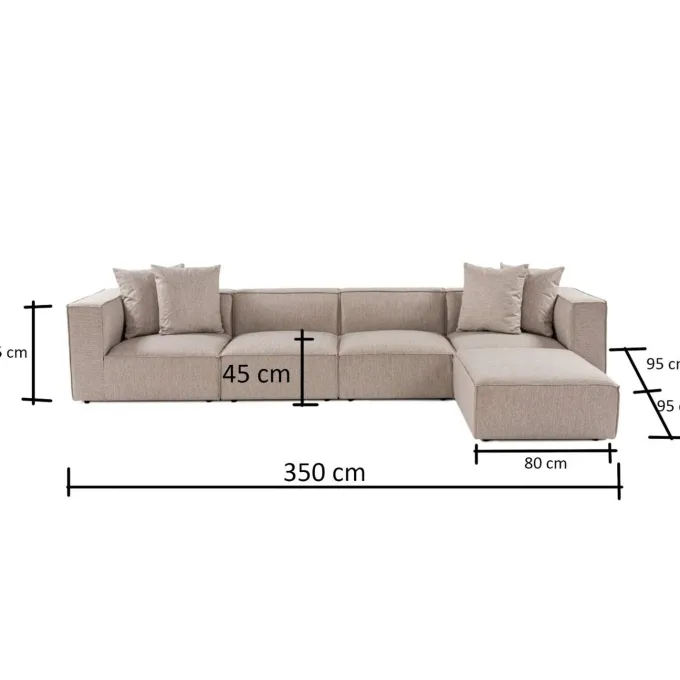 Sora (350 x 65 x 190 cm) Hörnsoffa Sandbeige