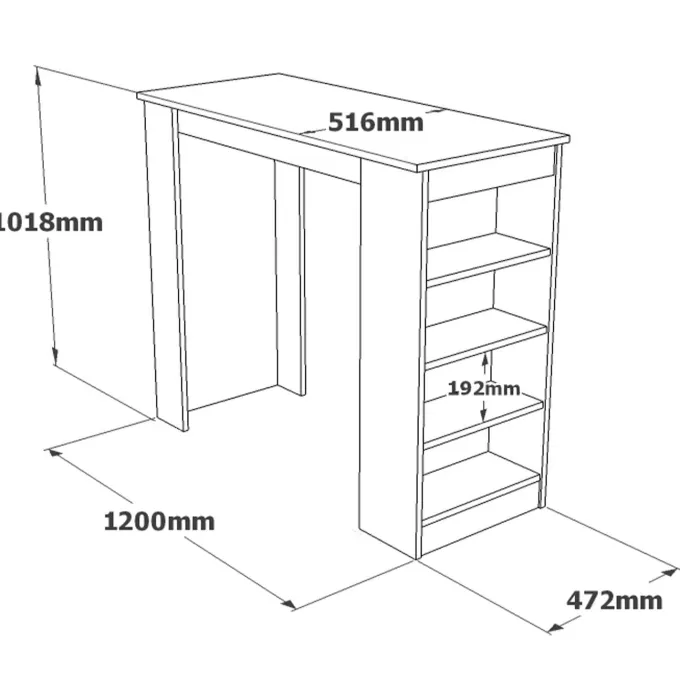 Stavro Bar (120 x 101,8 x 51,6 cm) Bardisk Atlantisk furu Vit