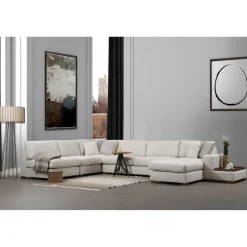 Surabaya 9 (272-428 x 95 x 85 cm) Vit Hörnsoffa