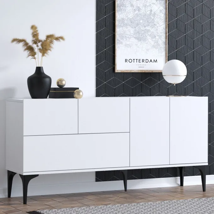 Surabaya (150 x 75 x 35 cm) Vit Svart Konsol