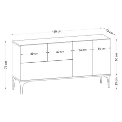 Surabaya (150 x 75 x 35 cm) Vit Svart Konsol