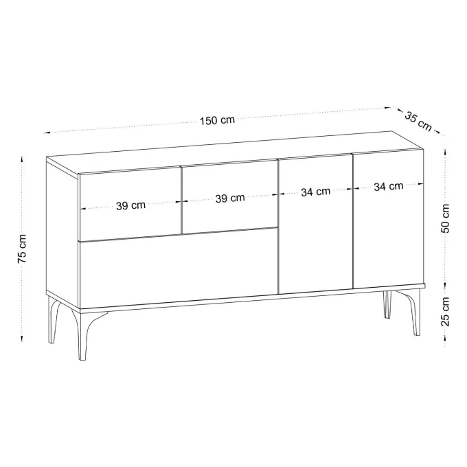 Surabaya (150 x 75 x 35 cm) Vit Svart Konsol