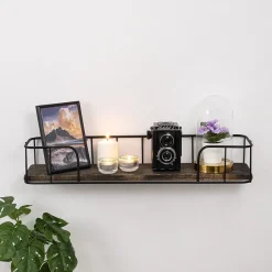 Syringa (60 x 10 x 15 cm) Svart mörk valnöt Vägghylla