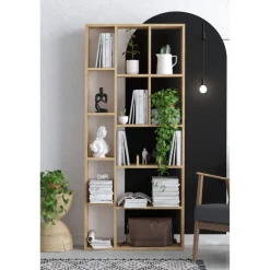 Tallinn (75 x 170 x 18 cm) Sapphire Oak Bokhylla