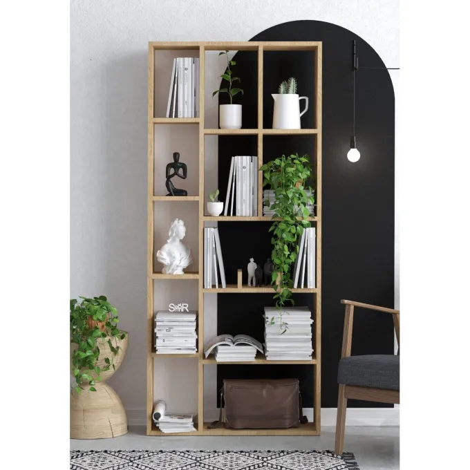 Tallinn (75 x 170 x 18 cm) Sapphire Oak Bokhylla
