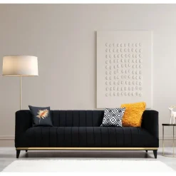 Tallinn (222 x 89 x 75 cm) 3-sitssoffa Svart guld