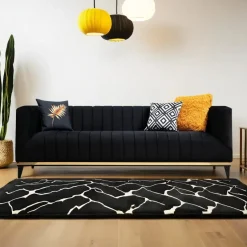 Tallinn (222 x 89 x 75 cm) 3-sitssoffa Svart guld