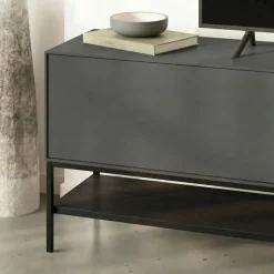 Tallinn (180 x 55 x 35 cm) TV-bänk Antracit trä svart svart