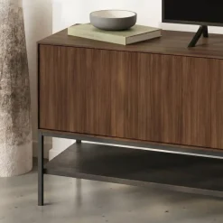 Tallinn (180 x 55 x 35 cm) TV-bänk Milano valnötträ svart svart