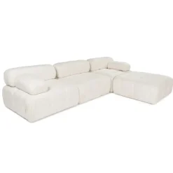 Tallinn 3-sits med puff (300-200 x 100 x 80 cm) Hörnsoffa Creme