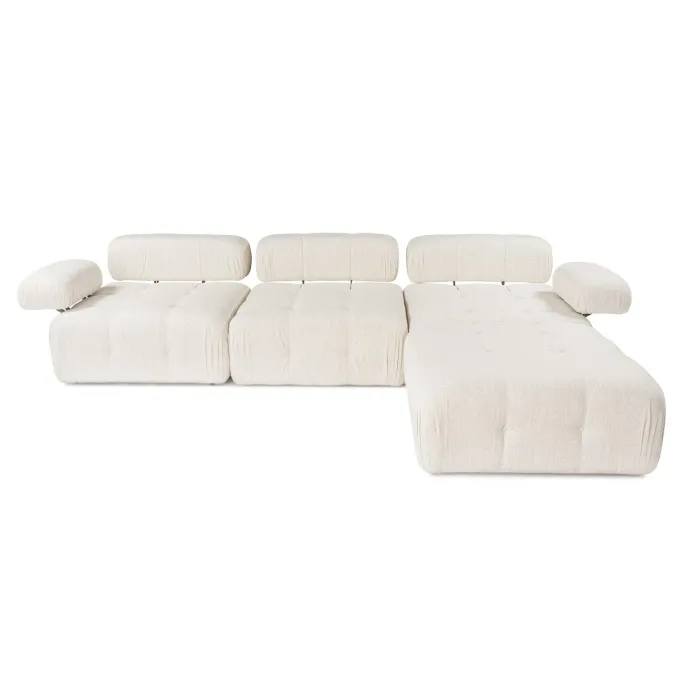 Tallinn 3-sits med puff (300-200 x 100 x 80 cm) Hörnsoffa Creme