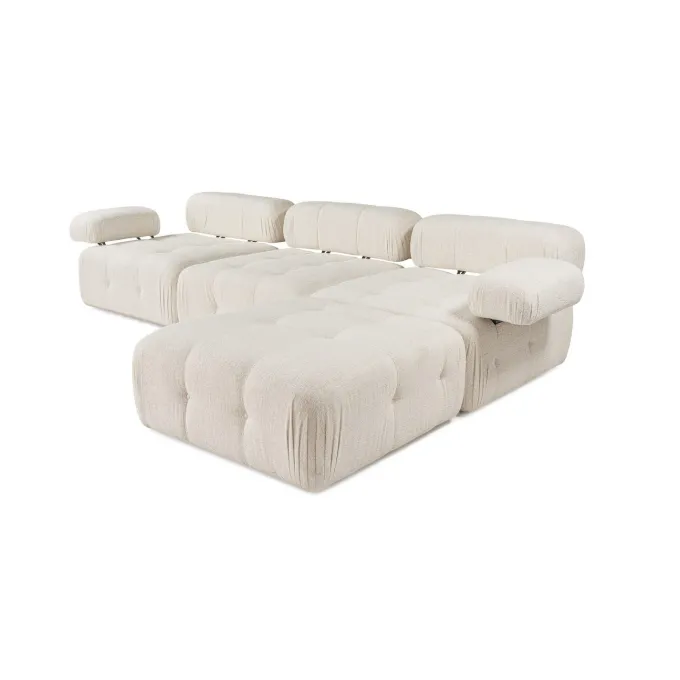 Tallinn 3-sits med puff (300-200 x 100 x 80 cm) Hörnsoffa Creme
