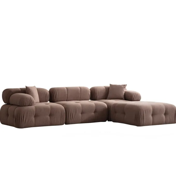 Tallinn 3-sits med puff (300-200 x 100 x 80 cm) Hörnsoffa Cappuccino
