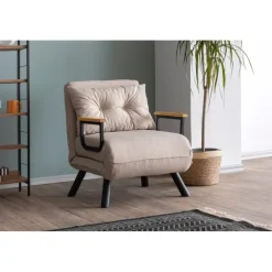 Tarawa v2 Enkel (26 x 120 x 60 cm) Creme 1-sits bäddsoffa