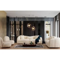Tbilisi (236 x 76 x 91 cm) Creme 3-sitssoffa