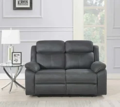 Teddy 2-Sits Reclinersoffa Grått Microfibertyg