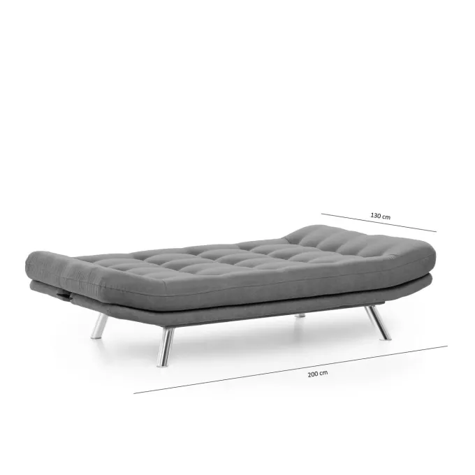 Toulouse bäddsoffa (200 x 95 x 105 cm) Grå 3-sitssoffbädd