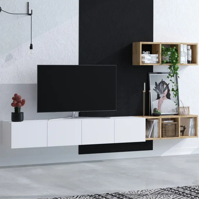 TV-bänk Serie 1 (215 x 25 x 32 cm) Vit ek TV-bänk
