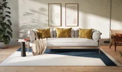 Una Spårbar Ullmatta Blå/Beige/Off White