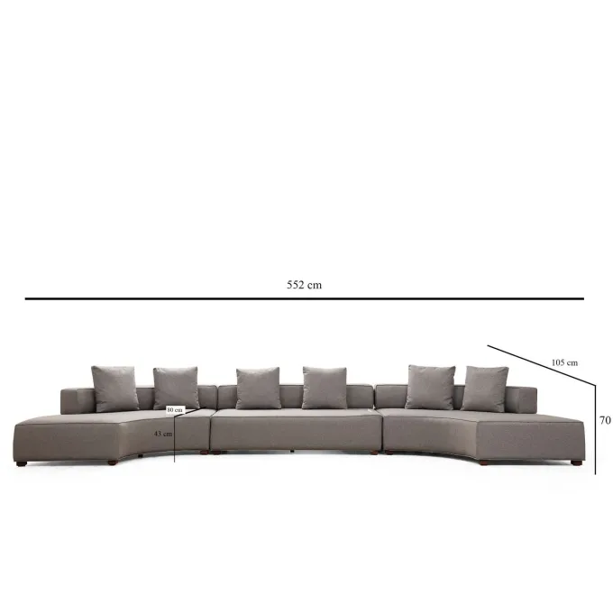 Valletta L-form (552-105 x 70 cm) Grå Hörnsoffa