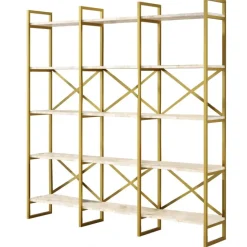 Vegio Bokhylla Vit marmor / Guld