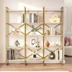 Vegio Bokhylla Vit marmor / Guld