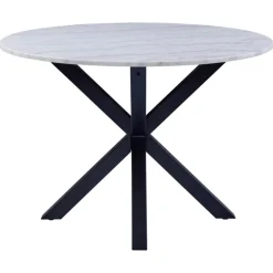 Verdun Matbord Rund 110 cm Vit Marmor